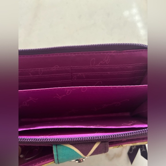 Vera Bradley Turnlock Wallet in the "Plum Crazy" pattern - Picture 4 of 5